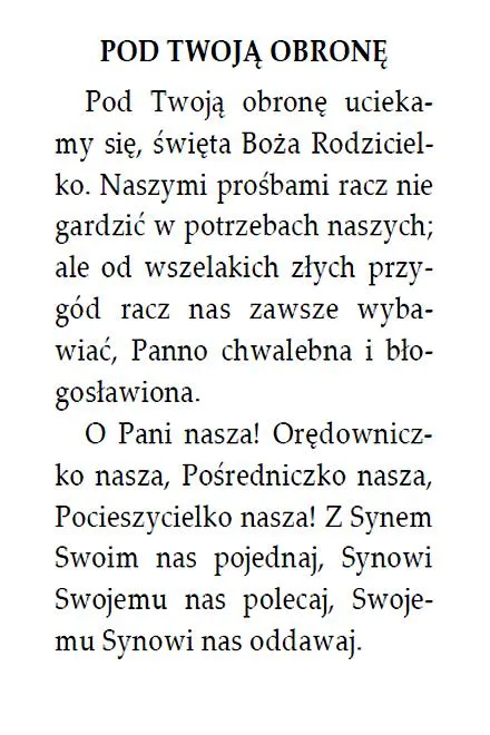 Modlitwa Pod twoją obronę