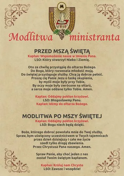 Modlitwy przed mszą